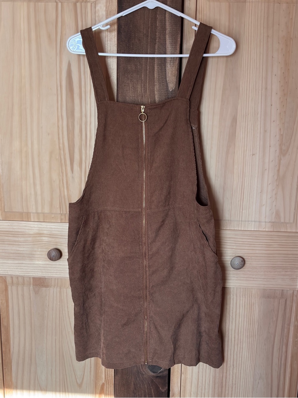 Corduroy Zip-Front Pinafore Dress